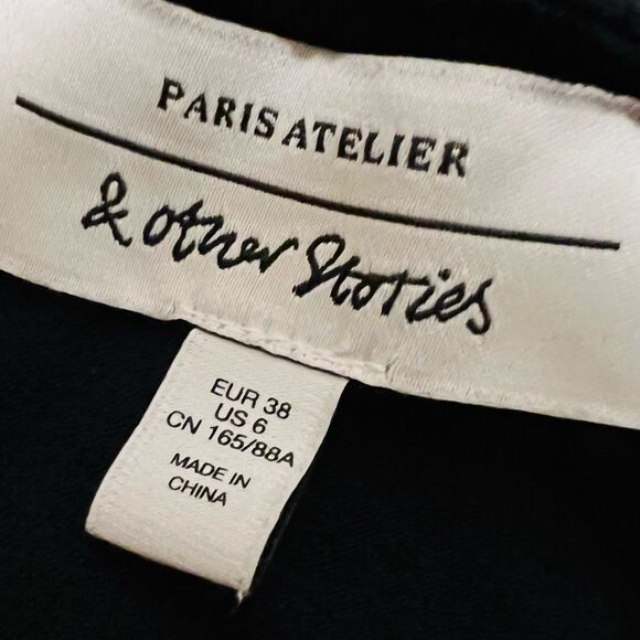 🍓Paris Atelier & Other Stories Black Tie-Front Maxi Dress w/ Slit |Sexy - Picture 6 of 6